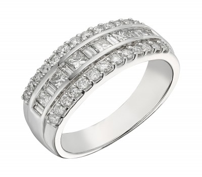 1 CT Princess and Baguette Diamond Ring