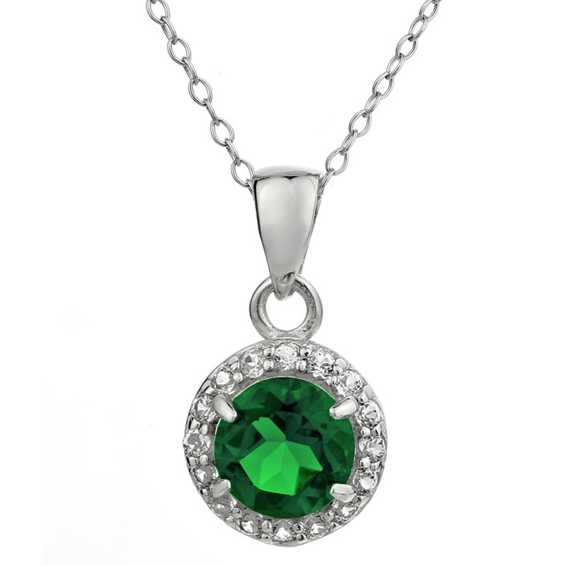 Created Emerald Necklace - 100-BI1107P1CE/SIL